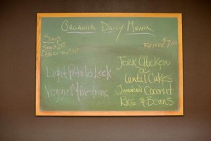 The daily menu at Organica.
