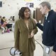 Jackson Mayor Martin Griffin greets principal Frances Reeves